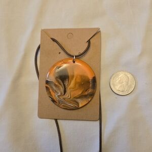 Orange and Brown Swirl Pendant Necklace